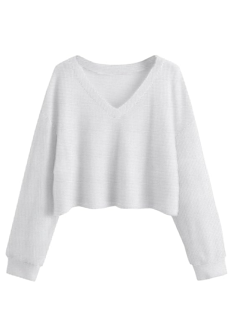 Cropped Knit V-Neck Jumper